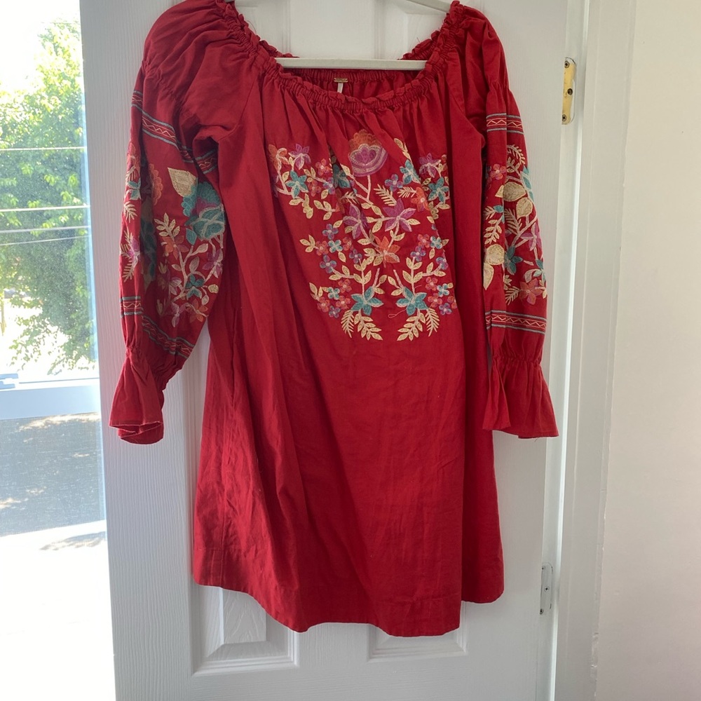 Free people off shoulder embroidered dress